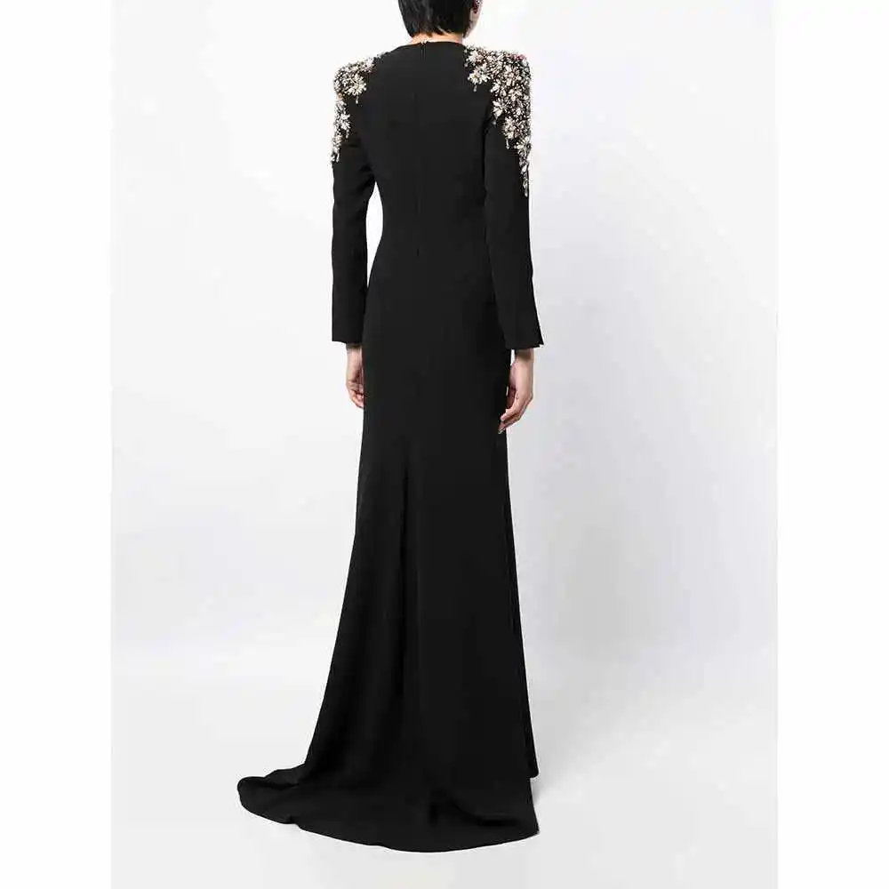 Cool Black Women Blazer Dress Street Power Beading Custom Made Ladies Long Jacket Wear Evening Party Formal Coat One Piece