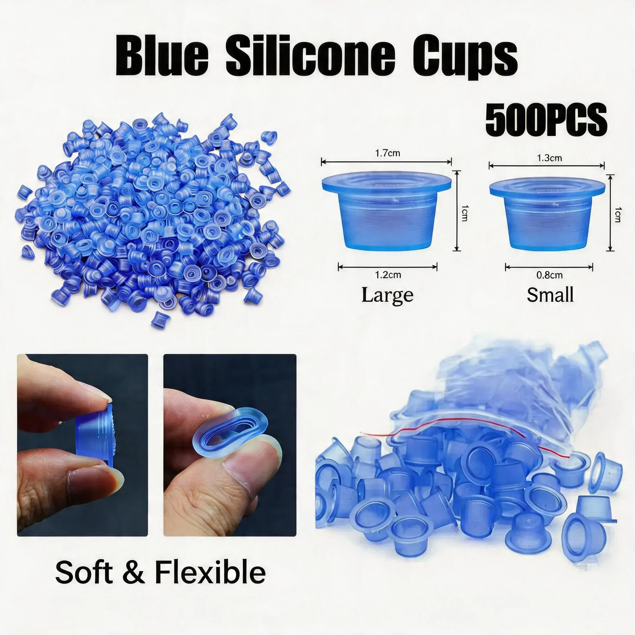 Blue Soft Silicone Disposable Microblading Blue Transparent Tattoo Ink Cup Permanent Makeup Accessories Container