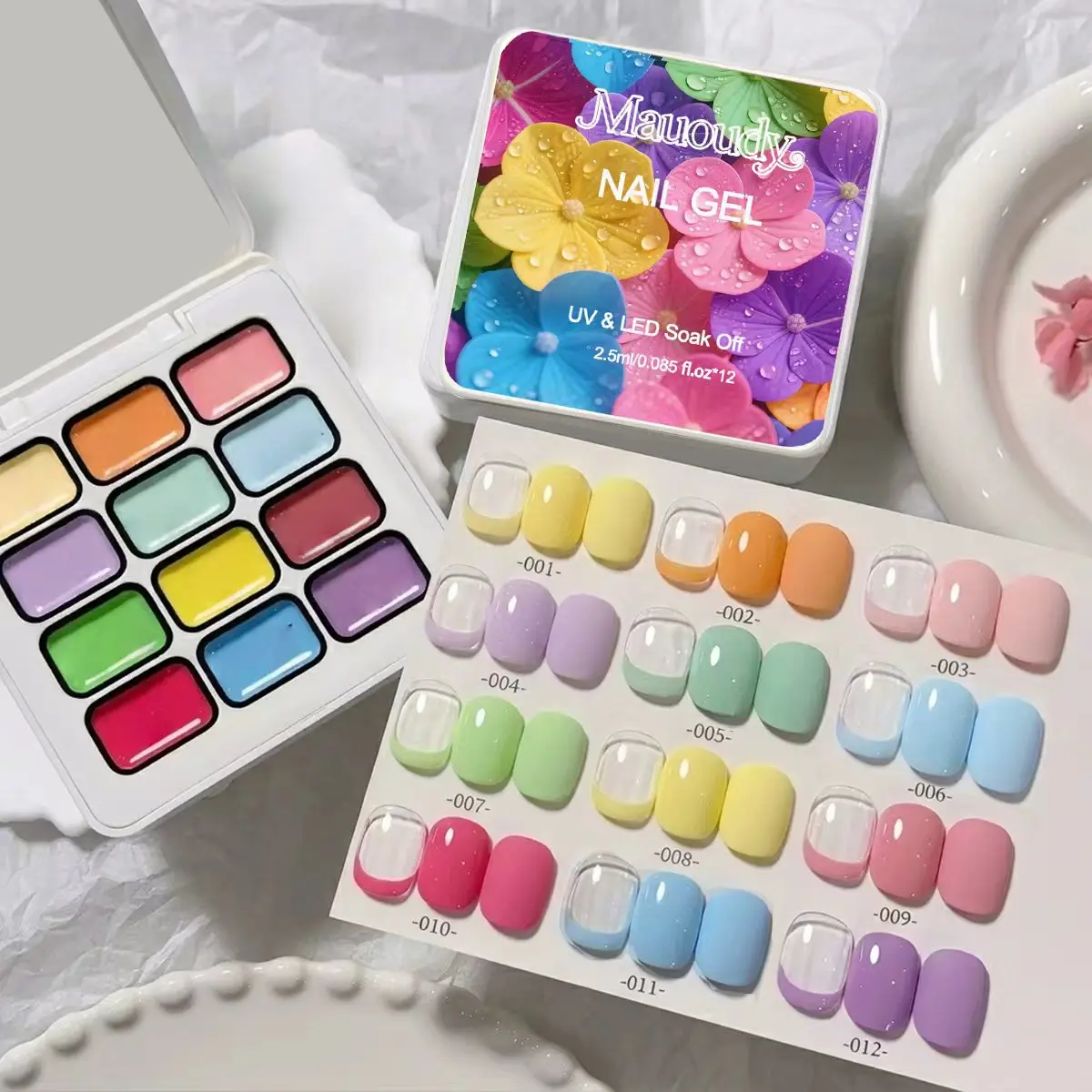 12 Highly Saturated Macaron-Colored Solid Gradient Blush Nail Polish Gel, UV Nail Gel, DIY Nail Art Charm. Suitable for Nail Art