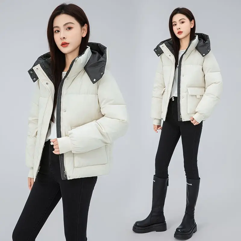 

Down Cotton Jacket Women's Coat 2025 Winter New Loose Cotton Coat Korean Version Loose Fashion Short Thick Hooded Cotton Jacket