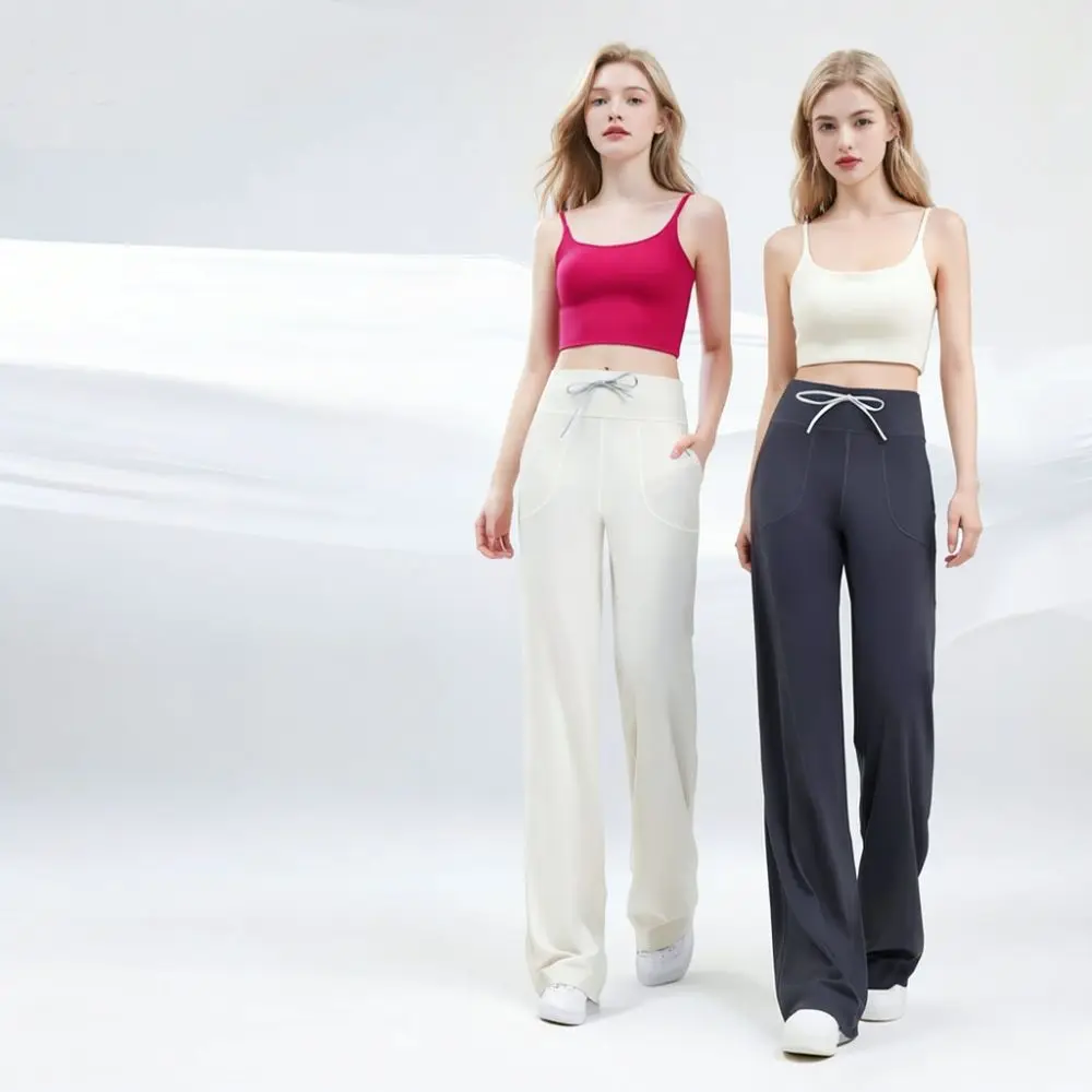 Stretchy Wide Leg Yoga Pants Women High Waist Loose Athletic Trousers Fitness Sportswear Comfy Casual Running Workout Leggings