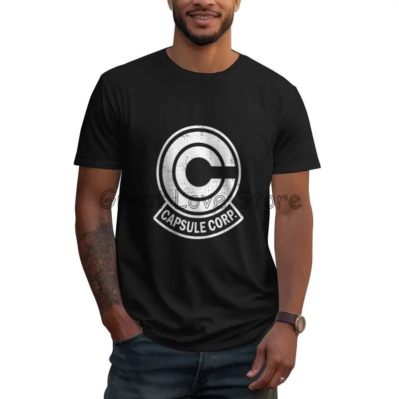 Capsule Corp T-Shirt for Men Anime DBZing Vintage 100% Cotton Tees Oversized Short Sleeve T-shirts Gift Idea Tops Streetwear
