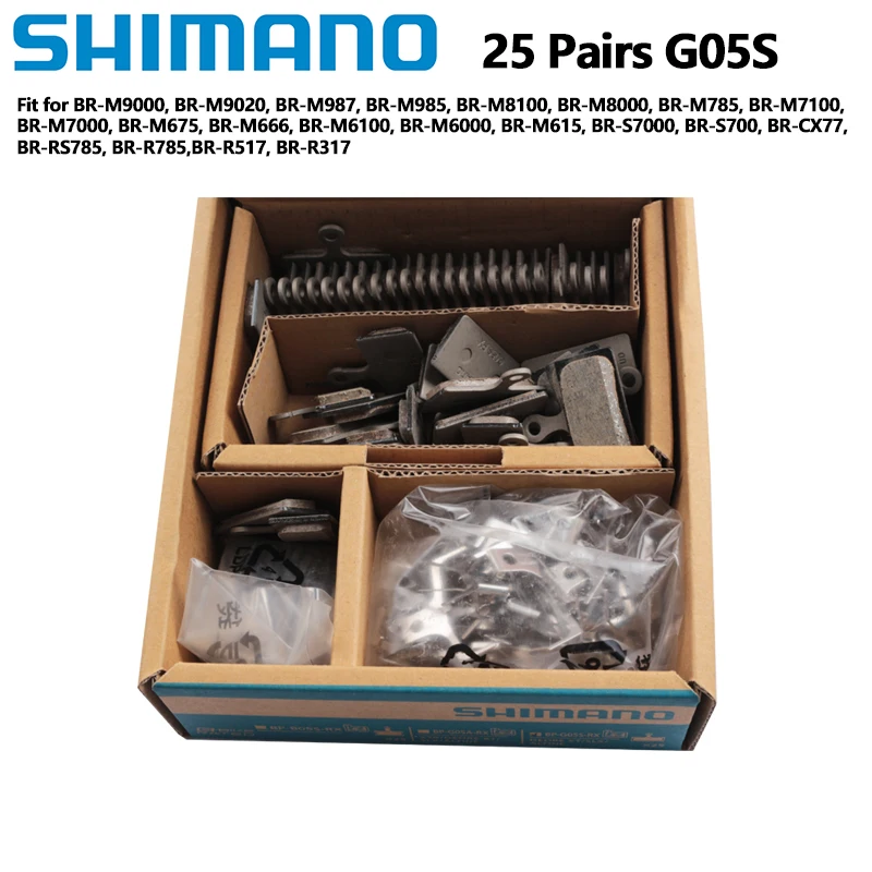 Shimano 25Pairs G05S G05A Brake Resin Pads Fit MTB Brake BR-RS785/BR-R785/BR-M8100/BR-M8000/BR-M7100/BR-M7000/BR-M6100/BR-M6000