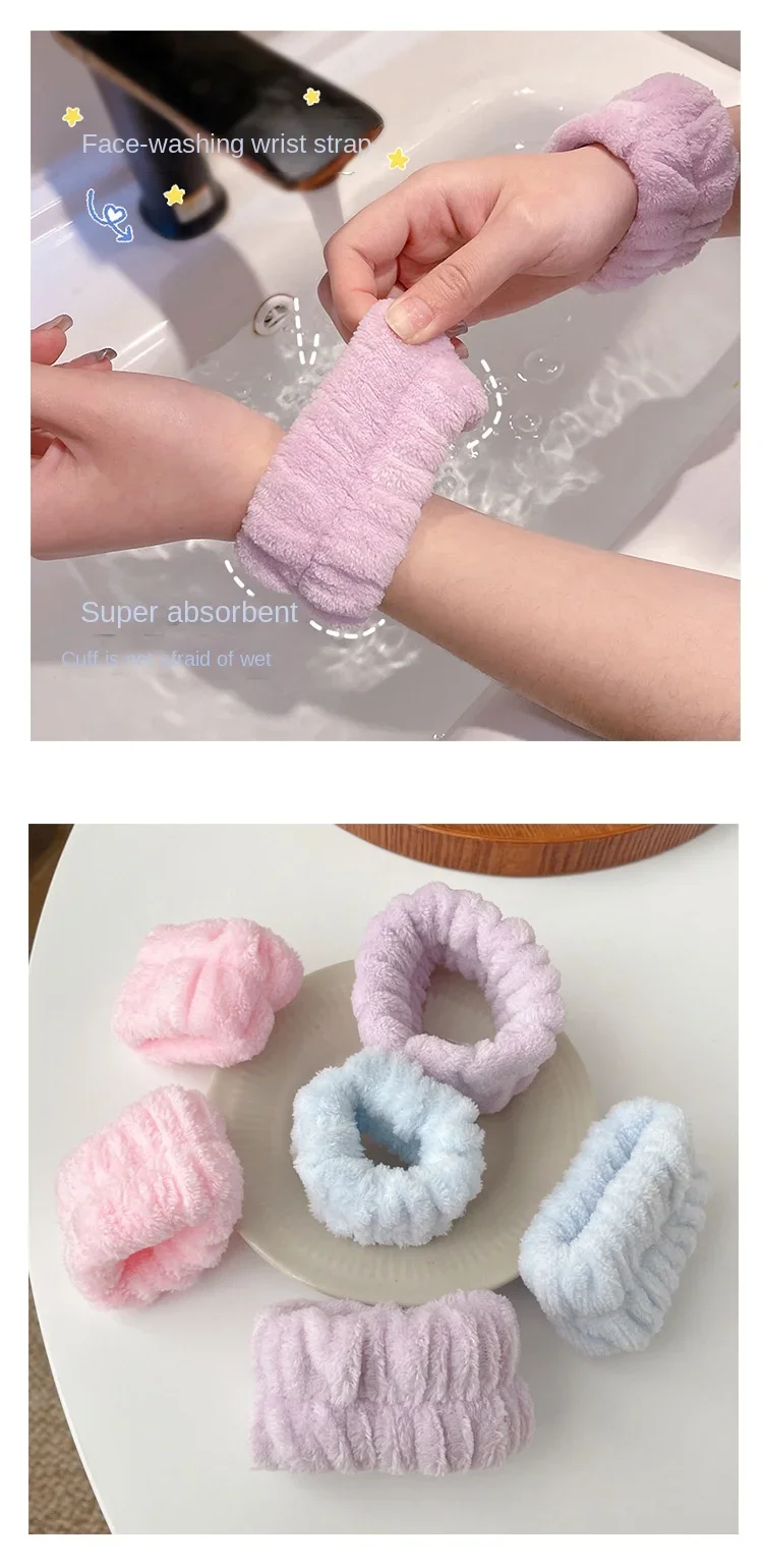 Gesichtswasch-Armband für Damen und Mädchen, Mikrofaser, saugfähig, feuchtigkeitsbeständig, Hautpflege, Yoga, Sport, wiederverwendbar, 2 Stück, Handgelenkschutz, Ärmel – Detail 8