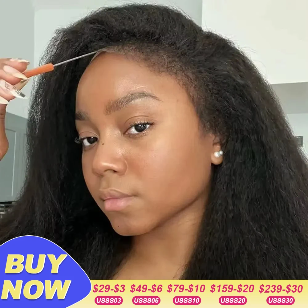 

Wigs Human Hair Yaki Hair Bob Wigs For Women 100% Human Hair Wigs 6x4 Pre Cut Lace Wigs Transparent Lace Glueless Wigs Bob