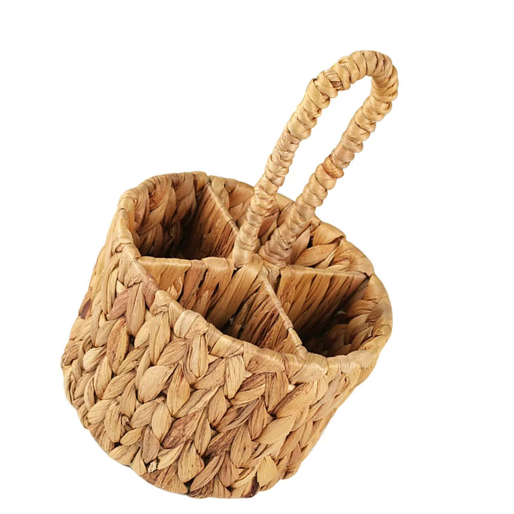 

Handwoven Storage Basket Flower with Handle Organizer Gourd Grass