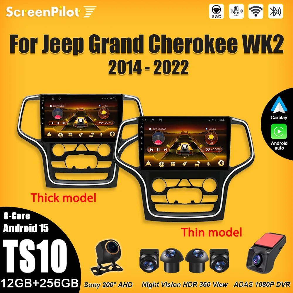 

Android 15 For Jeep Grand Cherokee WK2 2014 2015 2016 2017 2018 Car Radio 2 din Carplay Intelligent System Touch Screen 8 Core