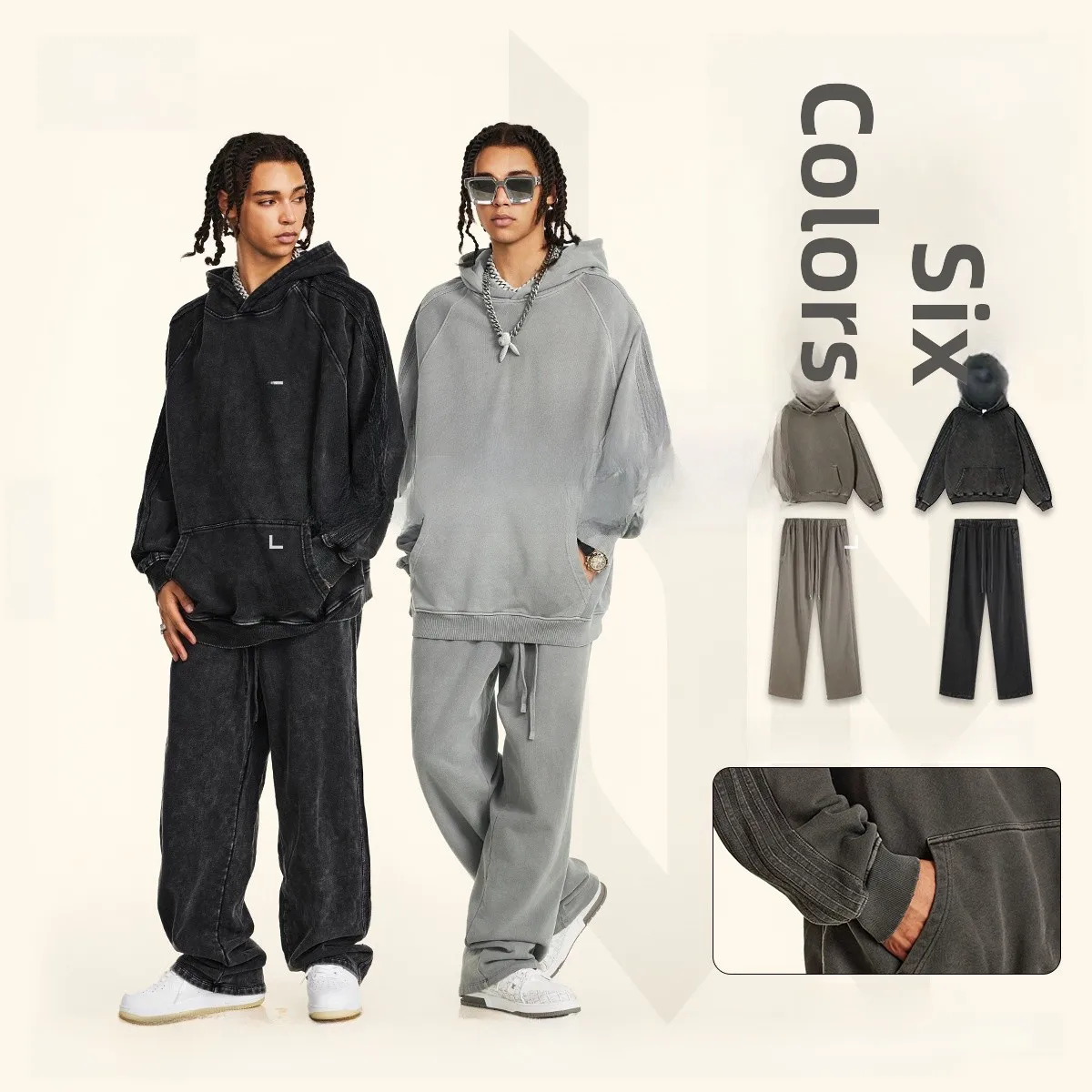 

Модный спортивный костюм Waed: худи и брюки в стиле ретро с полосками, утепленный, из хлопка, для мужчин, осень-зима