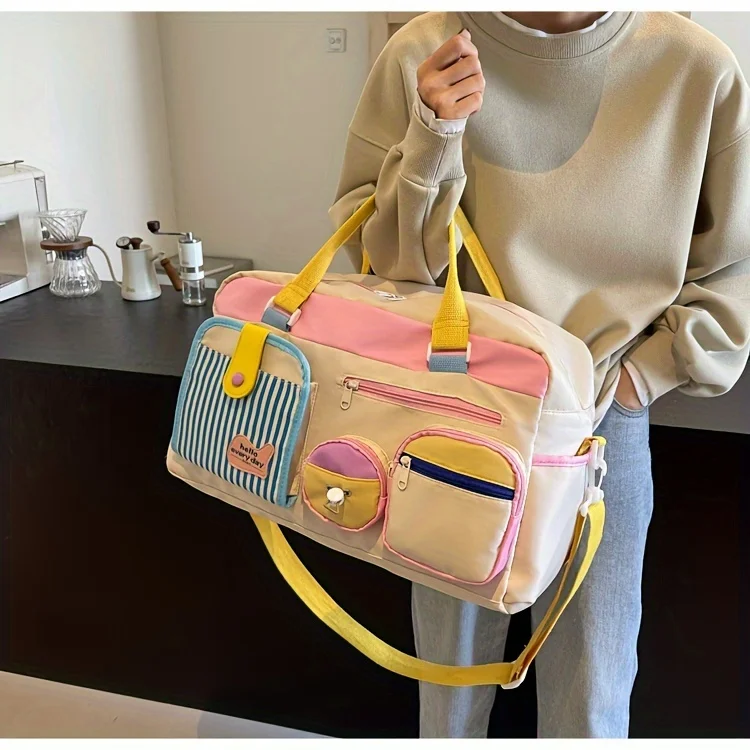 Dopamin Lässige Reisetasche für Damen, leichte Fitnessstudio, Yoga, Schwimmen, Fitness, Kurztrip, Geschäftsreise, Handgepäck, Trockenreinigung – Detail 37