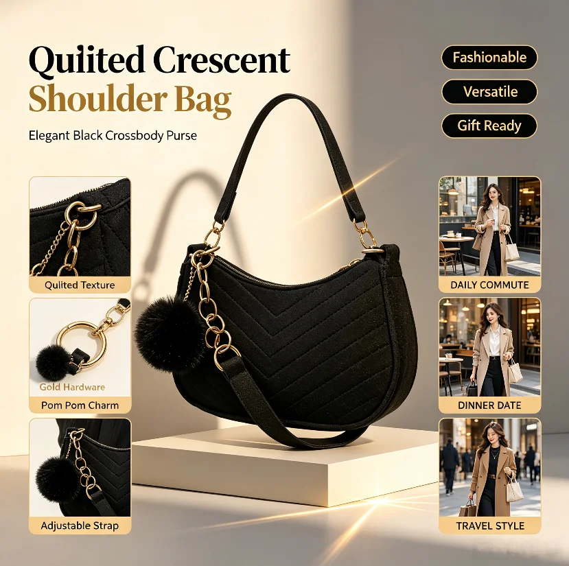 Winter Solid Color Fur Ball Women's Bag Fresh Felt Armpit Bag Embossed Fashionable Single Shoulder Stylish Small Square Bag