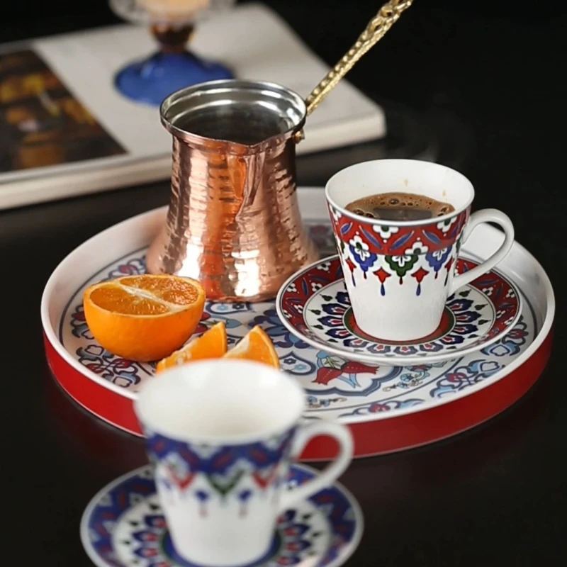 Italian Style Ceramic Coffee Cup And Plate Set Hand-Poured Sand-Brewed Concentrated Espresso 120ml Vintage Aesthetic