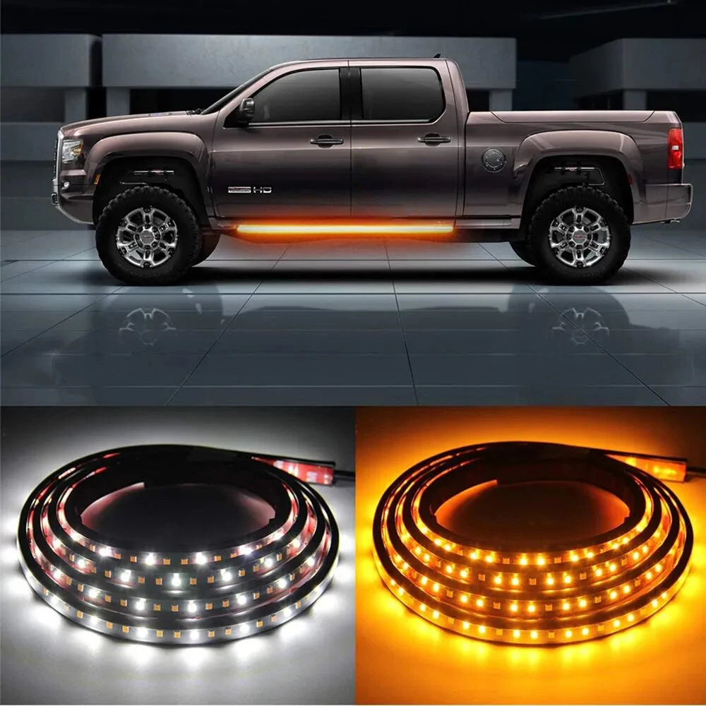 2PCS LED Running Board Light Strips For Raptor Dodge Tundra Car Door Lights Side Marker Pickup Truck Accessories Signal Lamp 12V