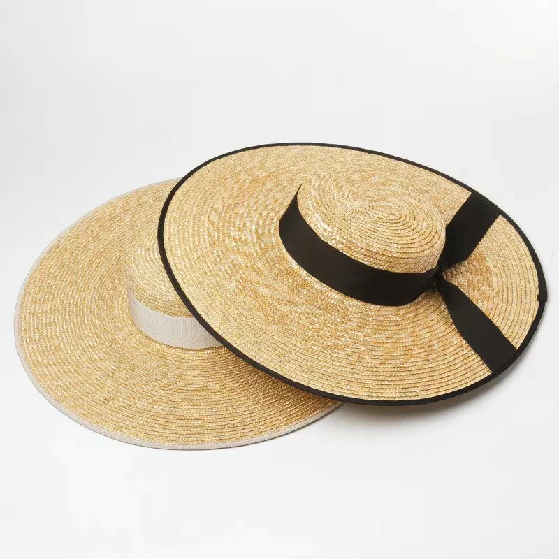 2022 New Bow Wide Brim Beach Hats For Women Fashion Straw Boater Woven Fedora Sun Hats Summer Holiday Panama Sun Hat Derby Hat