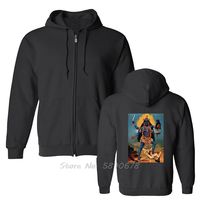 Kali - Hindu Hoodie Kali Krishna Hindu India Buddha God Gold Mythology Religion Men Fleece Hooded Sweatshirt Harajuku Jacket