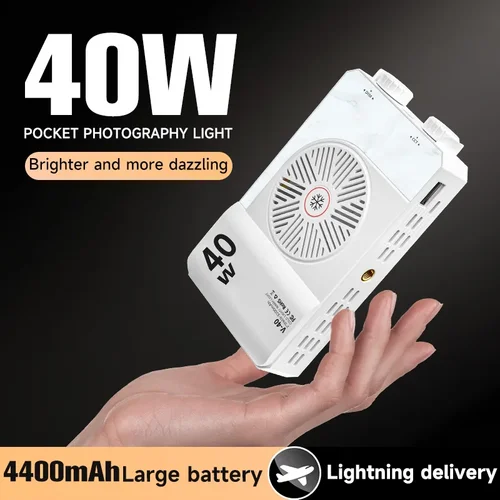 Luz LED para cámara de 40W 2800K-9000K Luz de relleno portátil 4400mAh Iluminación de fotografía recargable para fotografía