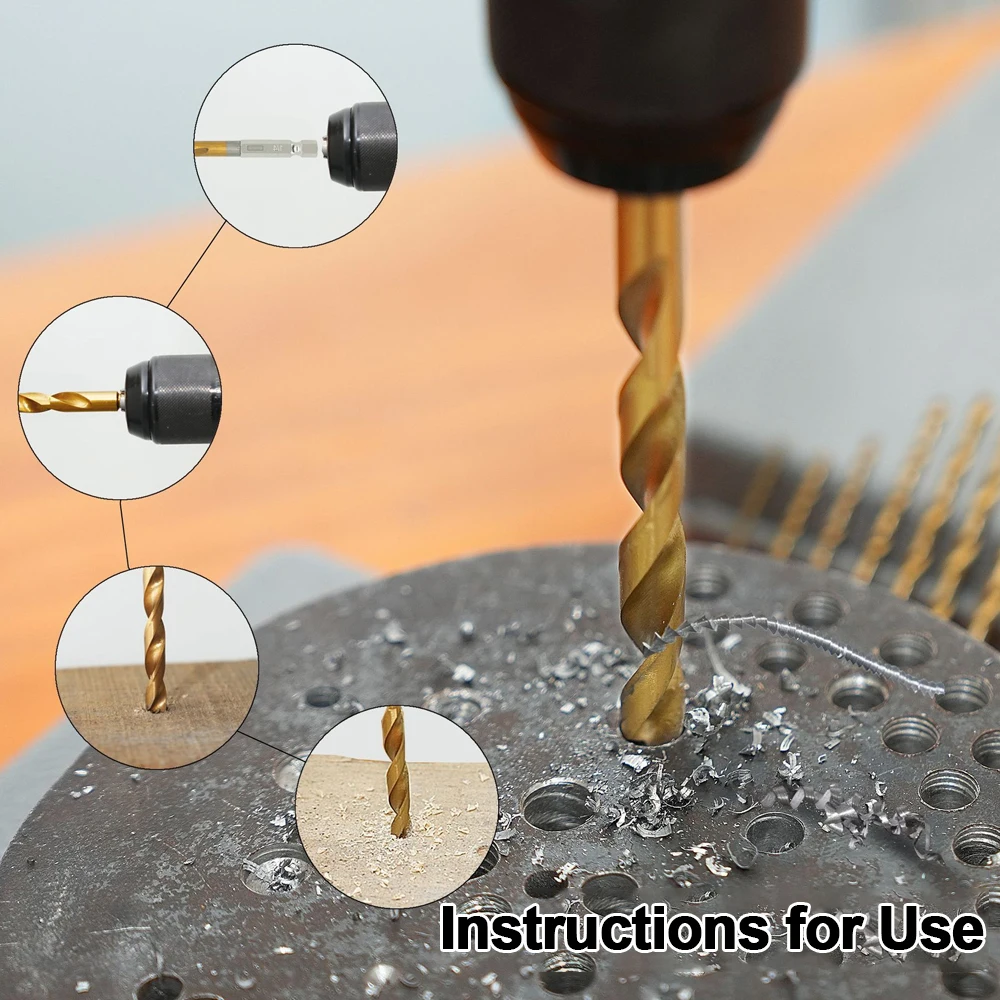 ชุดดอกสว่านเกลียว 30 ชิ้น ดอกสว่านเหล็กความเร็วสูงเคลือบไทเทเนียม ดอกสว่านหกเหลี่ยมแบบอิมพีเรียล ชุดดอกสว่านรวม