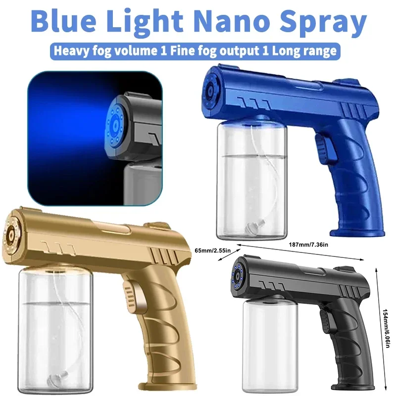 NEW 280Ml Barber Sprayer Wireless Electric Sanitizer USB Nano Blue Light Steam Spray Disinfection Gun For Garden Atomizer Tools