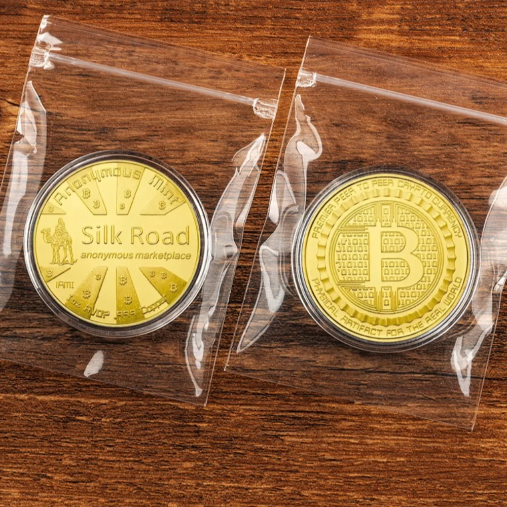 Bitcoin Collectible Gift Souvenir Coin Silk Road Cryptocurrency Gold Silvery Plated Commemorative Coins