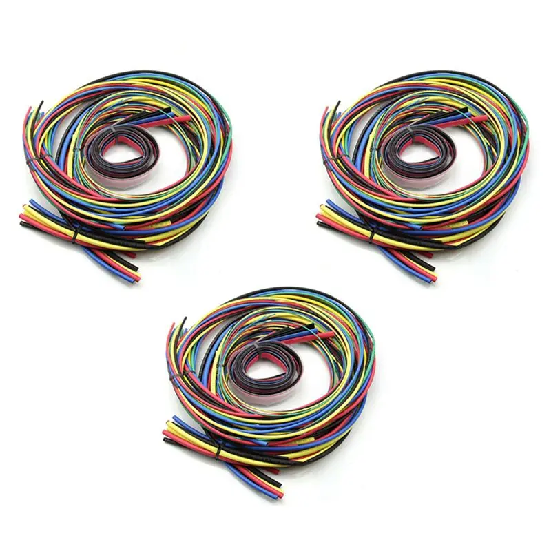 ABWZ-3Pcs 55M/Kit Heat Shrink Tubing 11 Sizes Colourful Tube Sleeving Wire Cable 6 Colors