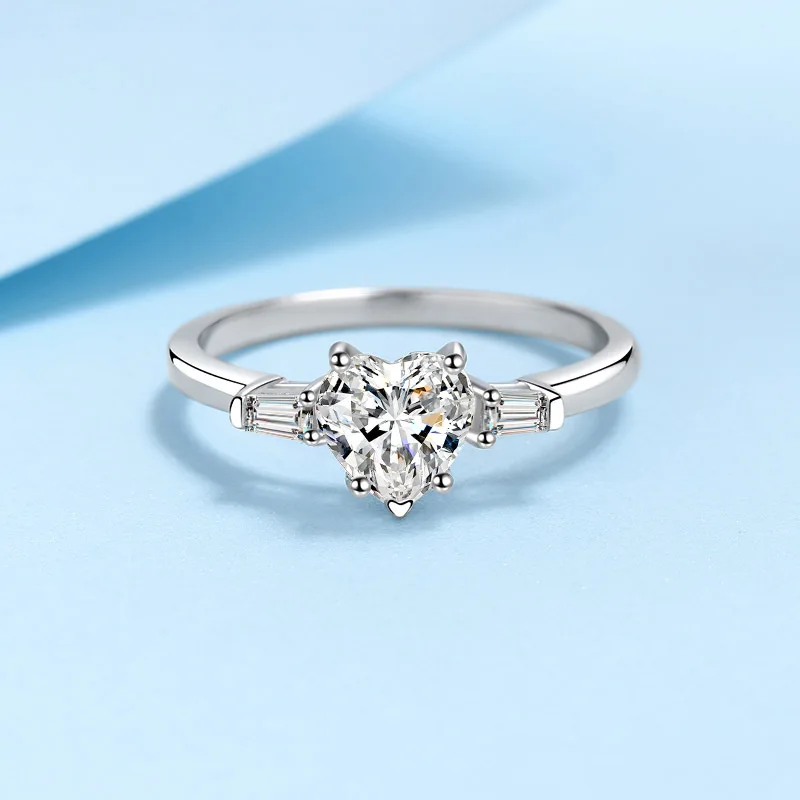 Heart Proposal Light Luxury Ring 1ct Women Moissanite PT950 Platinum Romantic Proposal, Best for Confession