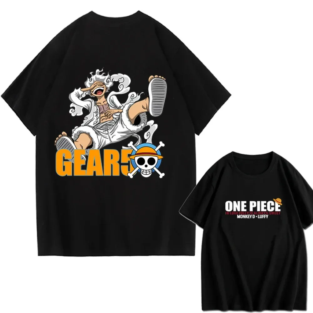 Men's ONE PIECE Zoro Luffy Y2k Printed Loose Short-sleeved Cotton T-shirt Summer Tide Pure Cotton Unisex Parent-child Clothing