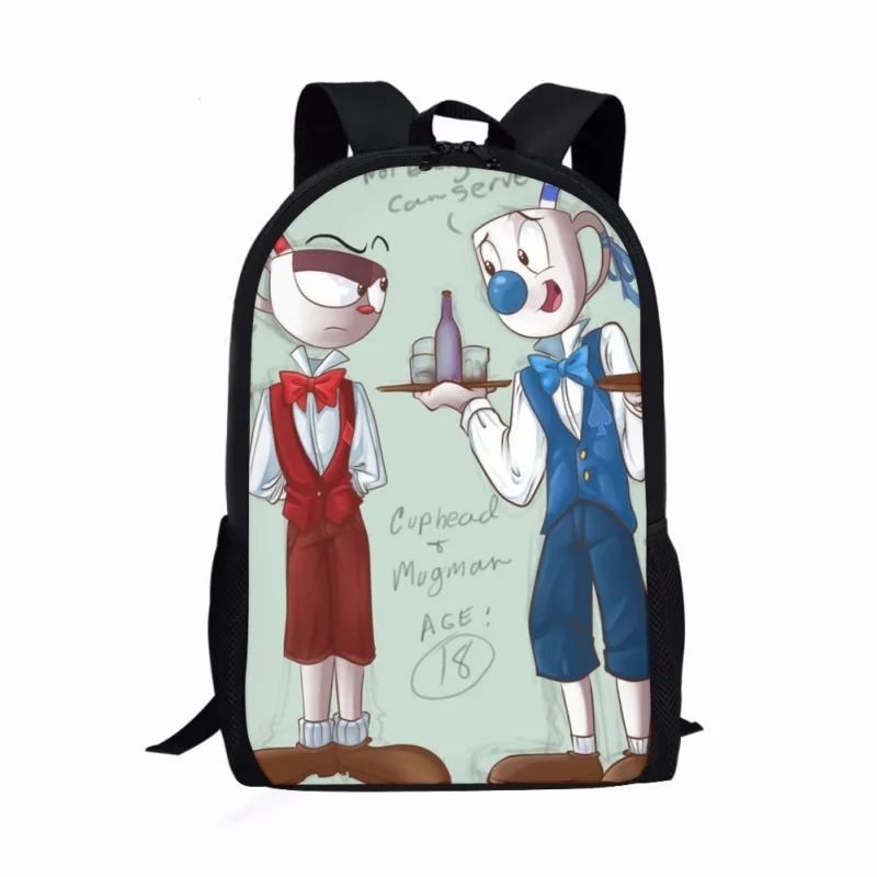 

2023 New Cuphead Mugman Print Pattern School Bag For Children Young Casual Bags For Kids Backpack Teens Large Capacity Backpack