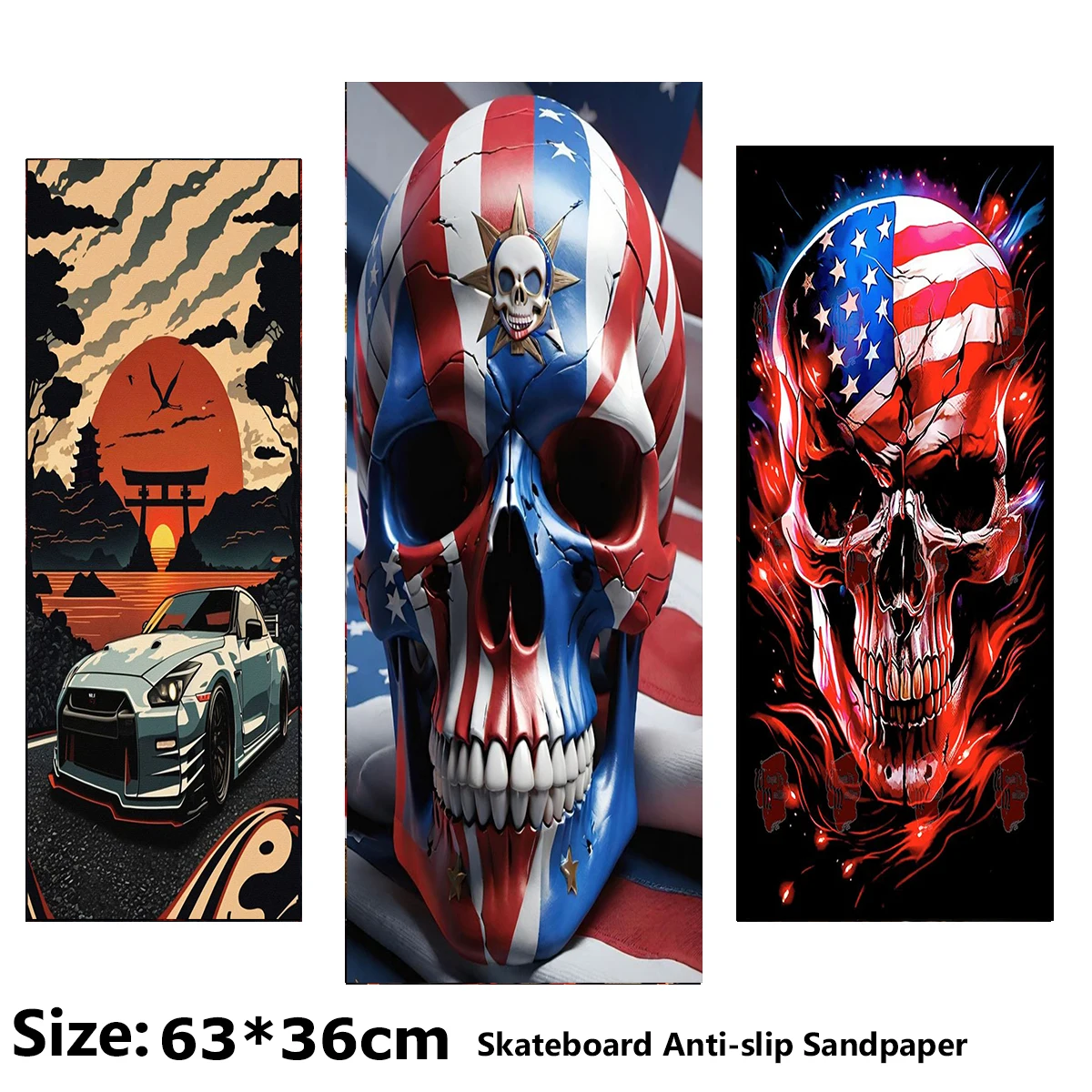 

Bloody Rose Skull Colorful Pattern Electric Scooter Anti-slip Sticker Sandpaper Skateboard Grip Tape Sheet 63*36cm
