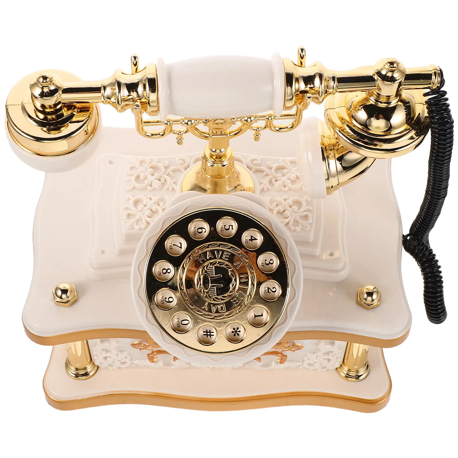 Retro Desk Telephone Music Box Vintage Dial Landline Ornament Handcrafted ABS Decor for Wine Cabinet Shelf Entryway Soothing