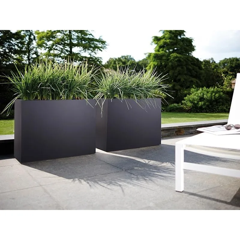 Planter Box Metal Tall Outdoor Planters for Outdoor Plants Galvanized Steel Black