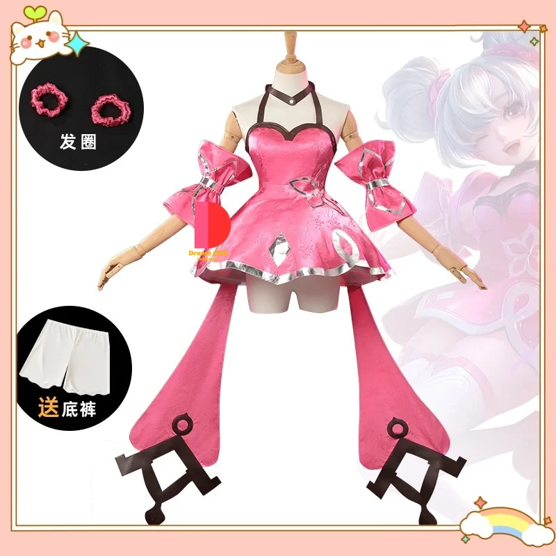 

Honor of Xiaoqiao Cosplay Costume of The Original Skin Pink Cute and Real Dress Complete Women's Outfit Game Role-play Floral