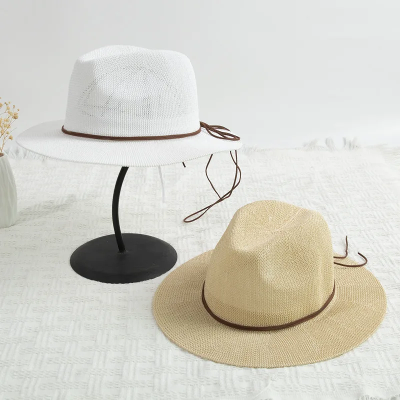 Factory Wholesale Straw Hat with Ribbon Decor, Panama Hat Amazon Hot Sale Design, DIY Beach Sun Hat