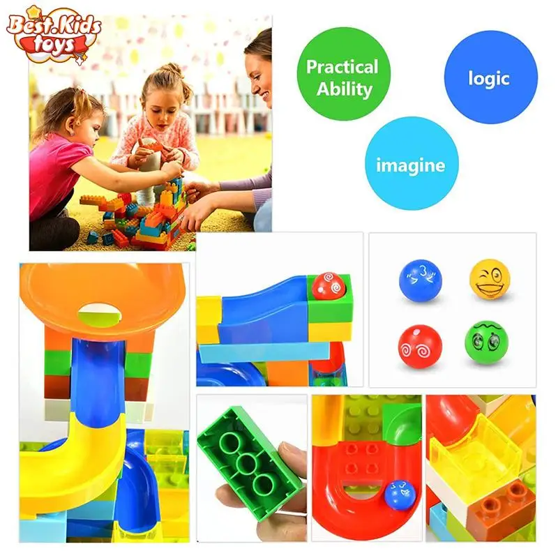 DIY Marble Race Run Compatible Building Blocks Kids Toys Slide Block Plastic Funnel Educational Assembly Bricks Toys Boys Gift