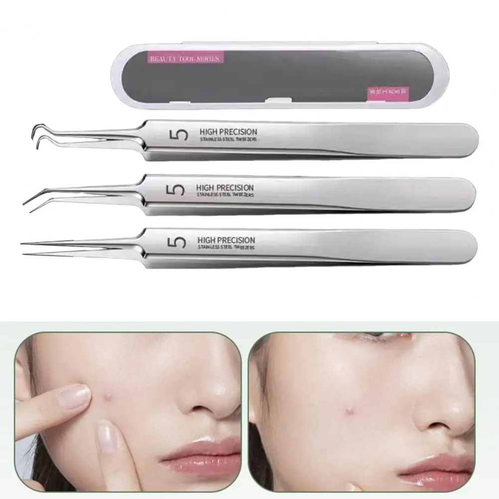 Acne Tool Kit Professional Blackhead Remover Tweezers Set with Stainless Steel Tools for Healthy Skin Non-slip for Complexion