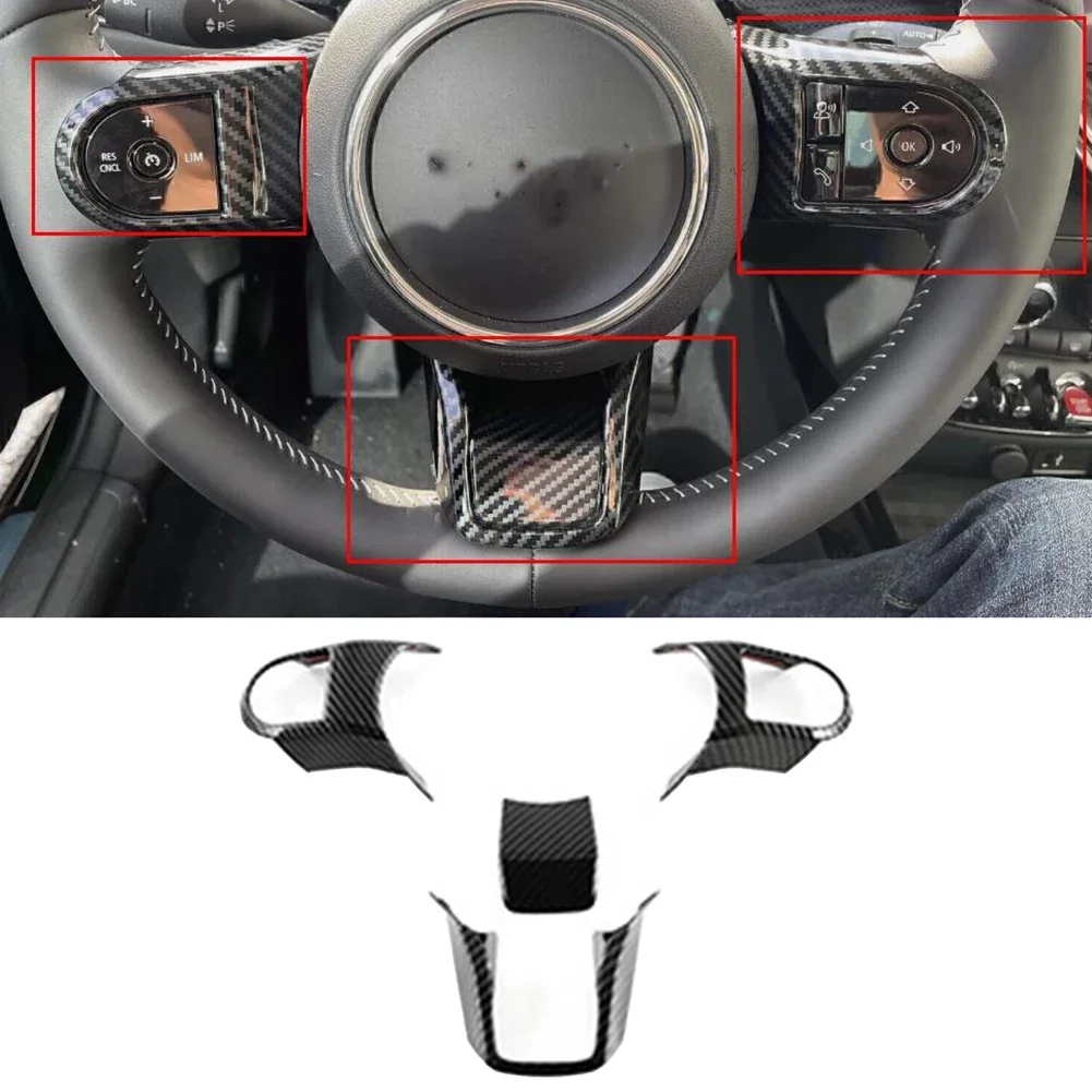 

Для Mini для Cooper F55 F56 2022, накладки на руль из углеродного волокна, улучшают внутренний внешний вид с материалами ABS