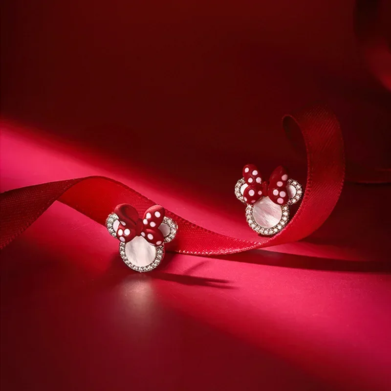 New Disney Stud Earring for Women Anime Jewelry Accessorie Mickey Mouse Bow Cute Earrings Girls Kids Birthday Christmas Gift