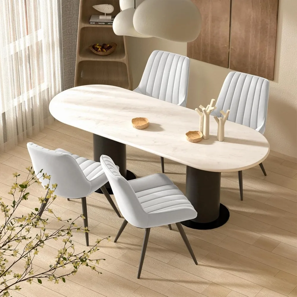 

Modern Dining Chairs Set of 4, Comfy Dining Room Chairs with Thick Cushions, Upholstered Fabric Kitchen Side Chairs with Non-Scr