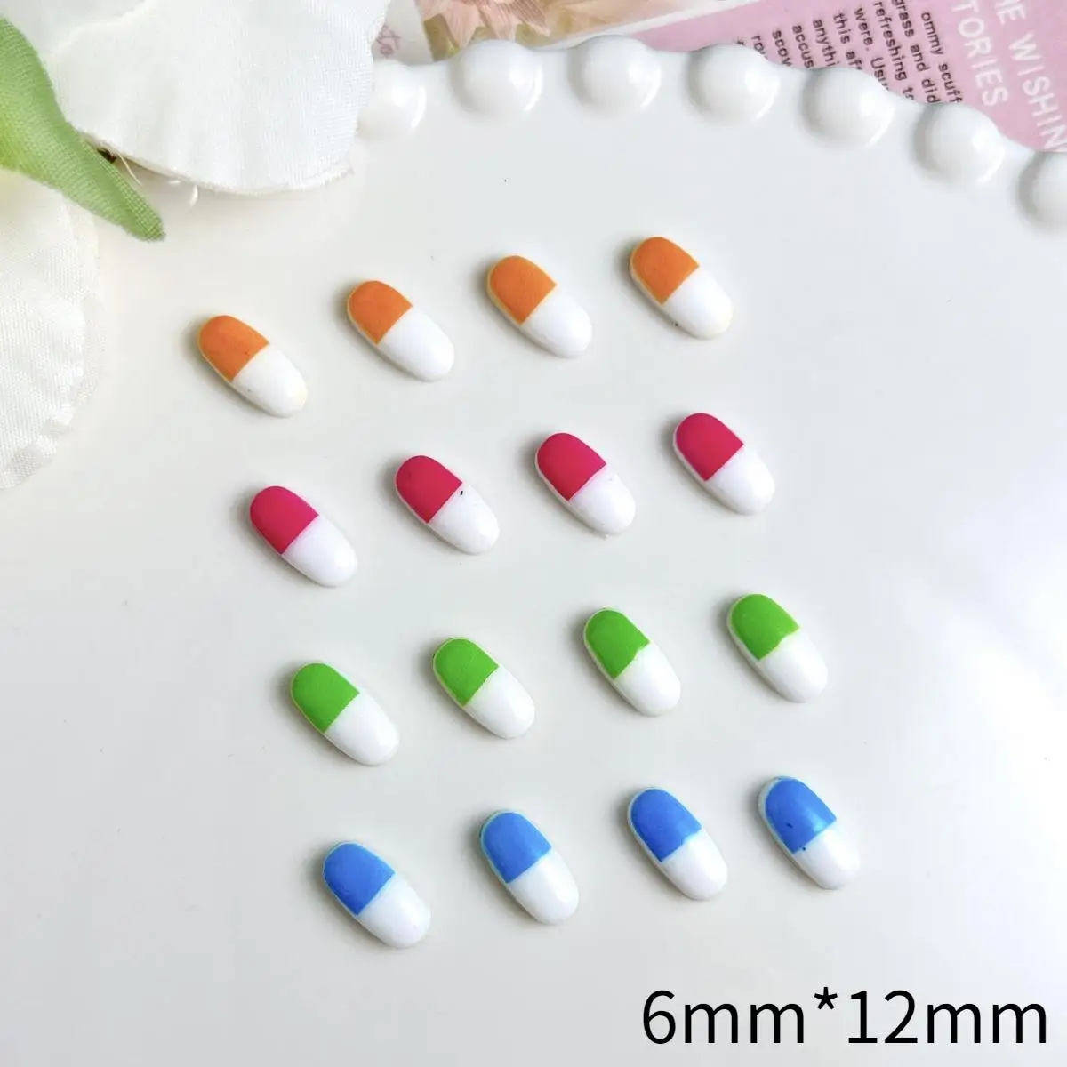 3D Resin Kawaii 4-Color Pill Shaped Nail Charms Bulk Cartoon Capsule Nail Art Decoration Scrapbook Handmade DIY Crafts Parts