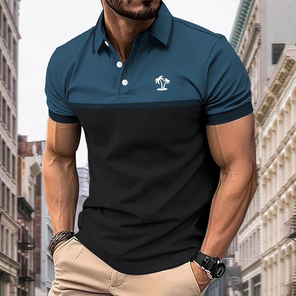 

Summer New Men's Lapel Anti-pillin Polo Shirt Short Sleeve Casual Business Fashion Slim Fit Polo Shirt for Men