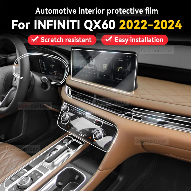 

For INFINITI QX60 2022-2024 Car Gearbox Panel Film Dashboard Protective Sticker Interior Screen Anti-Scratch Film Accessories