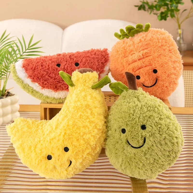 Lindo juguete de peluche zanahoria piña sandía plátano melocotón Mango limón muñeco de peluche 10 estilos fruta felpa kawaii decoraciones juguete