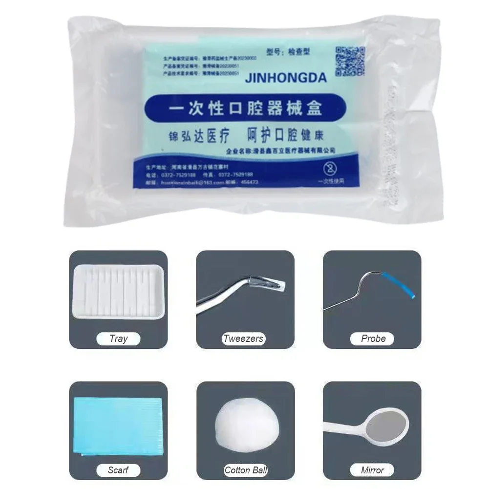 Kit de soins dentaires en forme de poulet, 1 paquet, ensemble d'outils pour clinique de dentiste, miroir buccal, pince à épiler, porte-sonde, écharpe en boule de coton