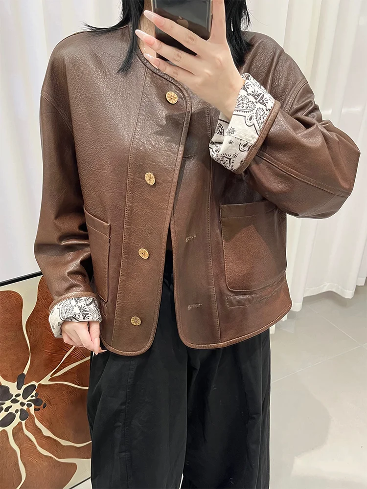 Nouvelle mode femmes naturel véritable peau de mouton veste en cuir femme réel manteau en peau d'agneau Streetwear vêtements d'extérieur