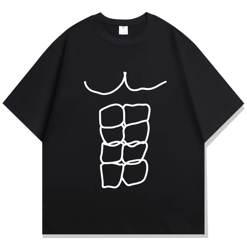 Funny Fitness Abs Printed T Shirts Graphic T Shirts High Quality Men's and Women's Short Sleeved T Shirts Men's Sportswear Tops