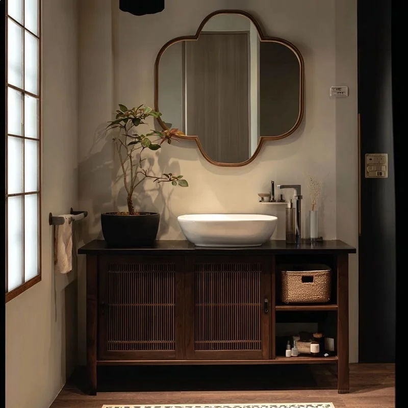 New retro style hotel B&B bathroom cabinets, washbasins, sinks, toilet floor-to-ceiling cabinets