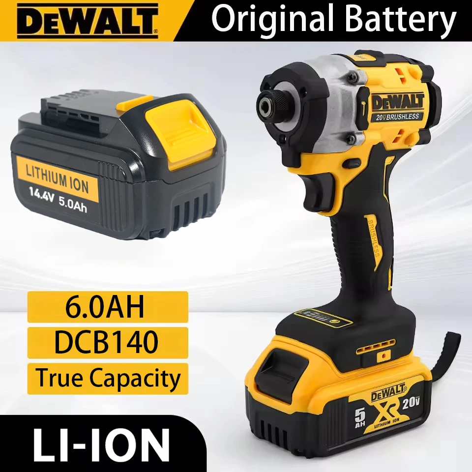 

100% оригинальная литий-ионная батарея DEWALT 14,4 В, 6 Ач, DCB200 DCB142 DCD735L2 DCF835C2 DCF835L2, электроинструменты, перезаряжаемые батареи