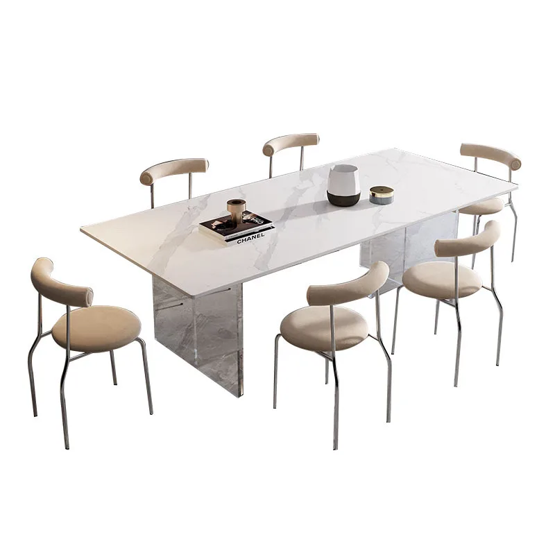

jf-2023 New Acrylic Floating Rock Plate Dining Table Chair Set Modern Simple Rectangular Dining Table for Restaurant Furniture*