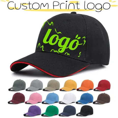 Customized Printed Logo Sandwich Polyester Cotton Baseball Cap Sun Protection Hat Casual And Versatile Suitable Men And Women