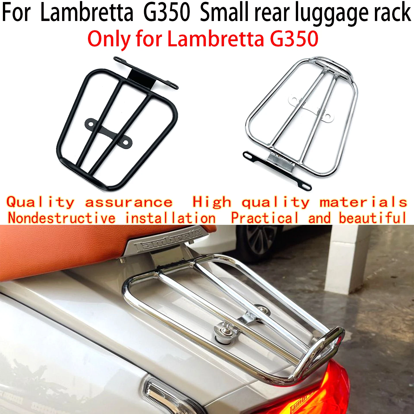 

For LAMBRETTA G350 Small rear luggage rack Lambretta G350 Tail package frame LAMBRETTA G350 Car moving handle Only for G350