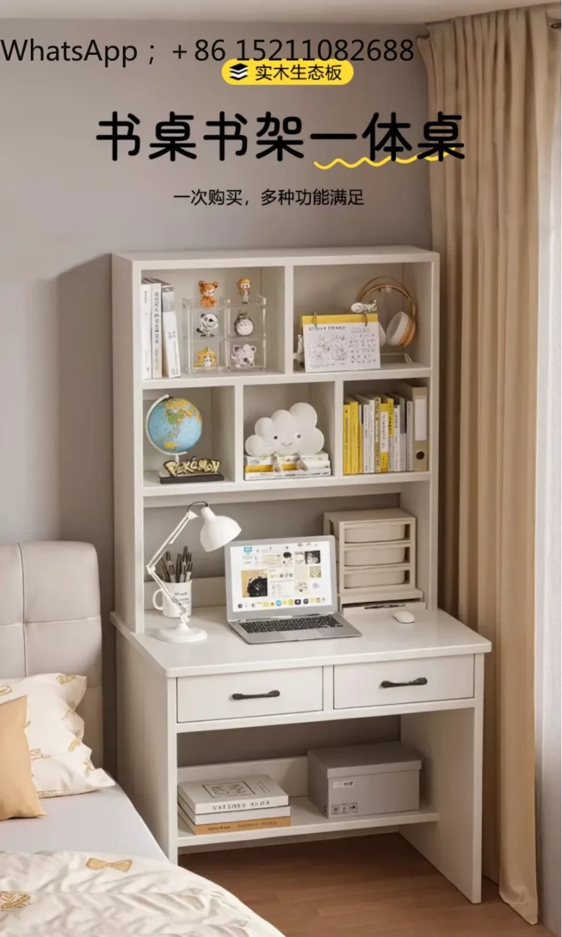 LLY desk bookshelf integrated small apartment computer desk desktop home against the wall narrow bedroom study writing desk