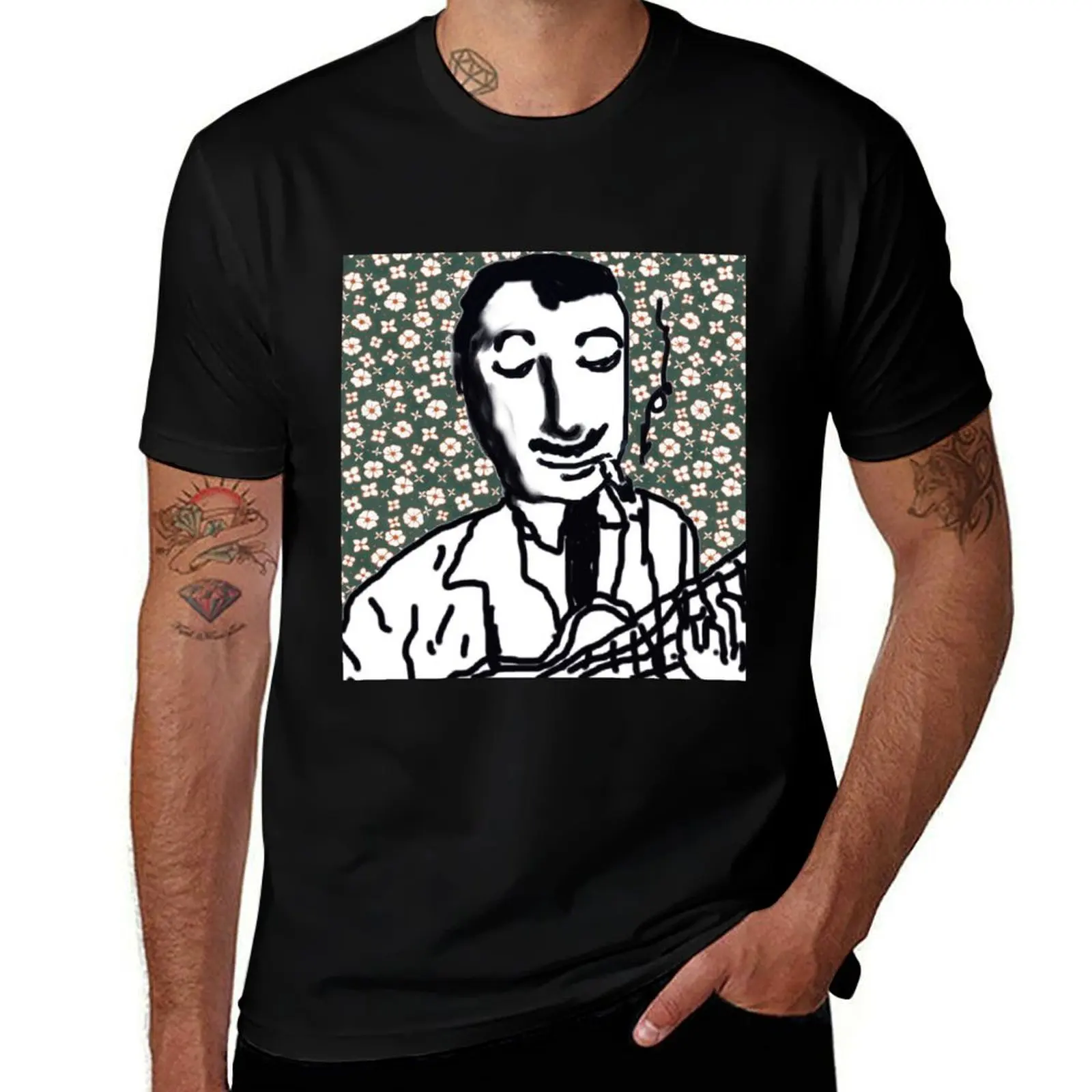 

Django Reinhardt, Gyspy Jazz Guitarist, Hot Club, Hot jazz, Guitar, background T-Shirt printed t shirts for man T-Shirt